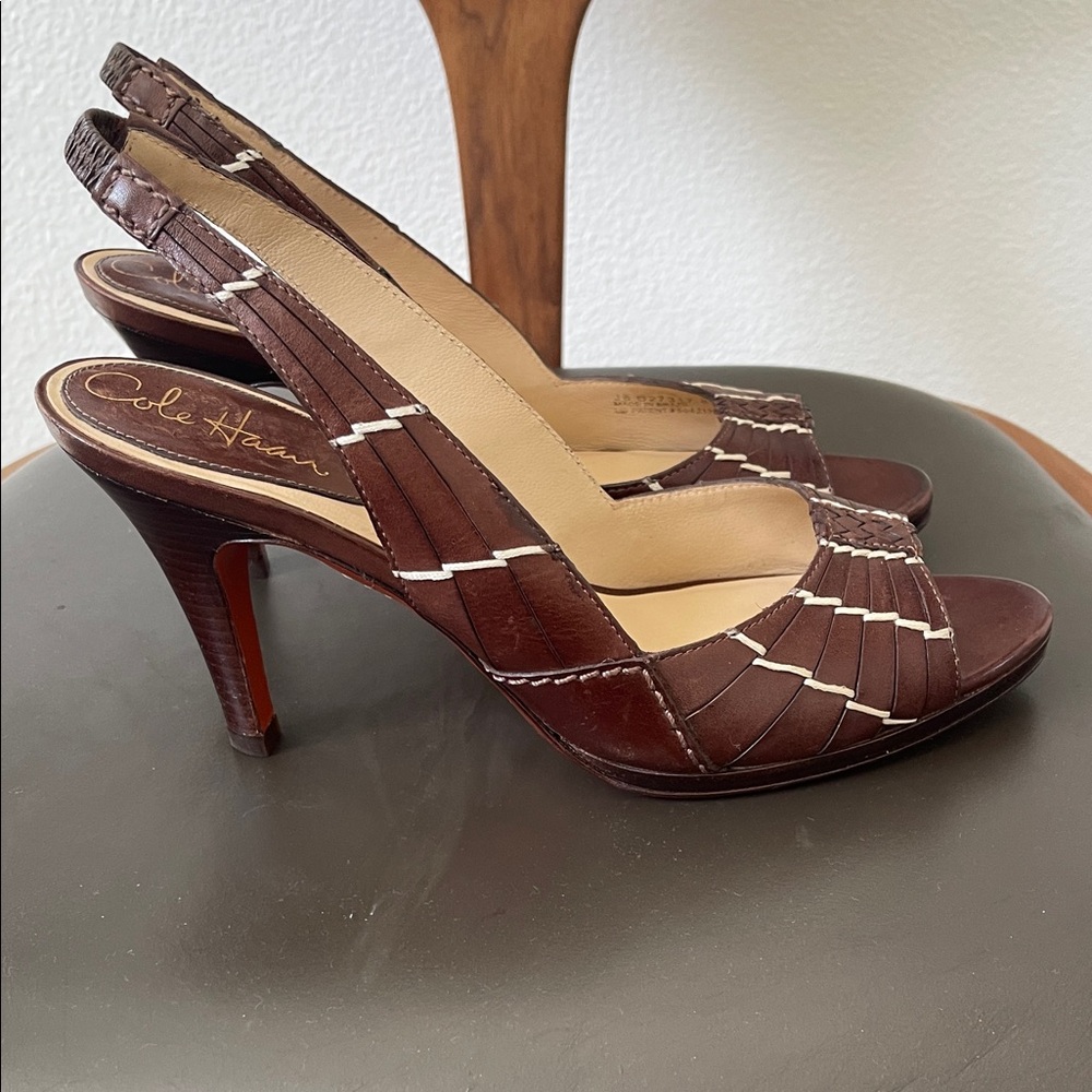 Cole Haan Nike Air Dark Brown Slingback leather Heels sz 8,5 - Picture 5 of 9